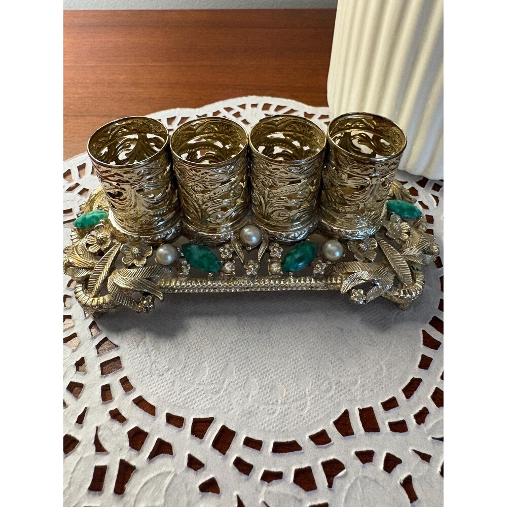 Vintage Sam Fink Gold Filigree Lipstick Holder Jeweled